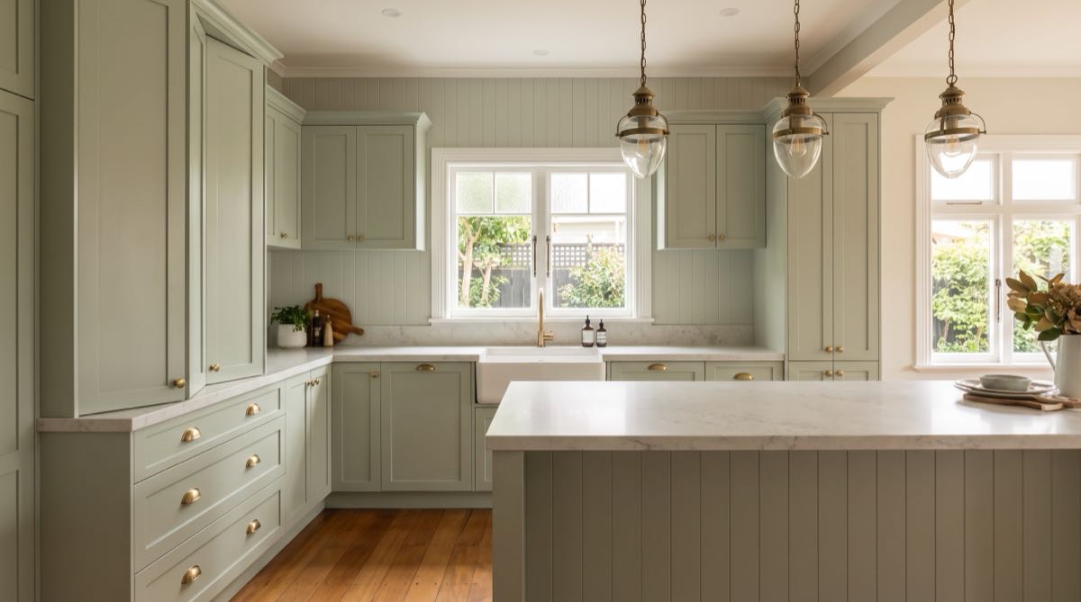 Classic Hampton style shaker kitchen with profiled doors