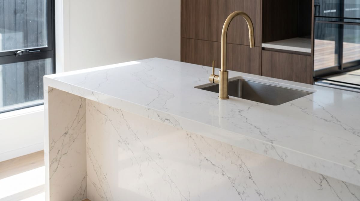 Engineered stone kitchen benchtop installation